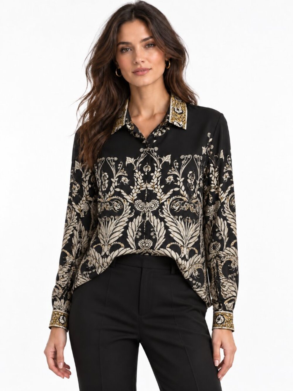 Just Cavalli Baroque Print Blouse – Size US Small / EU 42